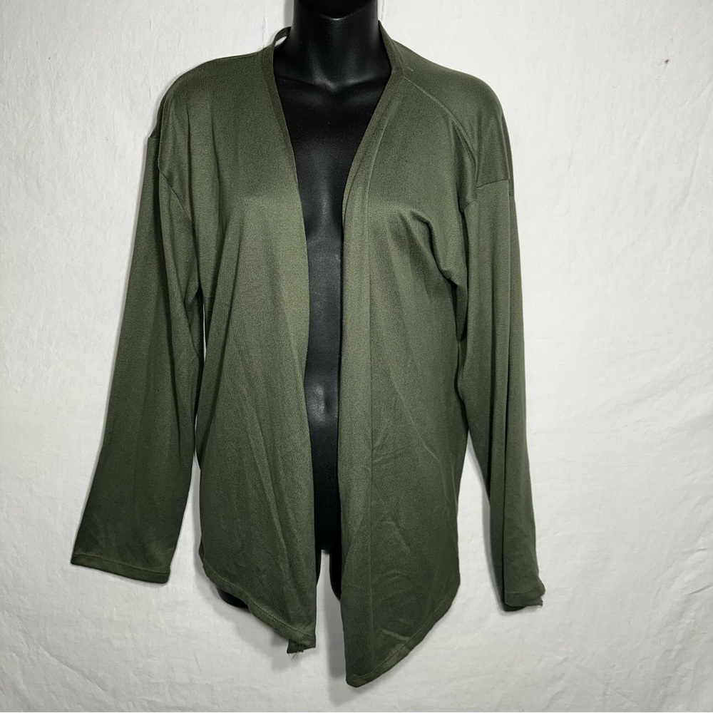 Live 2 Lounge Women's XL Olive Green Open Front Relaxed 3/4 Sleeve Cardigan